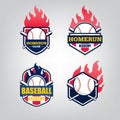 Vector design set of Baseball sport team logo Royalty Free Stock Photo