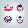 Vector design set of Baseball sport team logo Royalty Free Stock Photo