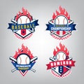 Vector design set of Baseball sport team logo