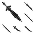 Vector design of sharp and blade sign. Set of sharp and dagger stock vector illustration. Royalty Free Stock Photo