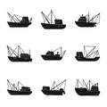 Vector design of shipping and yacht icon. Set of shipping and fishing vector icon for stock.