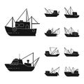 Vector design of shipping and yacht symbol. Collection of shipping and fishing stock vector illustration.