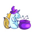 Creative Halloween unicorn in witch hat