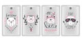 Vector design for smartphone covers. Phone cases with cute animals. Set with fashion bear. Awesome teddy bear. Doodle