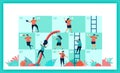 Vector design of Snakes and ladder in collaboration and teamwork. challenges in business. Player contributions teamwork to complet Royalty Free Stock Photo