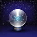 Vector design snow globe on blue. Layered. winter bacground