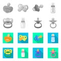 Isolated object of soother and pacifier icon. Set of soother and care stock vector illustration. Royalty Free Stock Photo