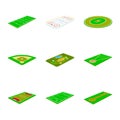 Vector design of stadium and grass sign. Set of stadium and game stock symbol for web. Royalty Free Stock Photo