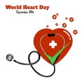 vector design stethoscope for commemoration of World Heart Day isolated of white