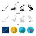 Isolated object of and stick icon. Set of and golf stock vector illustration. Royalty Free Stock Photo
