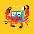 cool sea crabs sport diving , vector illustration Royalty Free Stock Photo