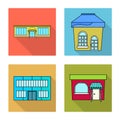 Vector design of supermarket and building icon. Set of supermarket and local stock symbol for web. Royalty Free Stock Photo