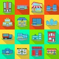 Vector design of supermarket and building symbol. Set of supermarket and local stock vector illustration. Royalty Free Stock Photo