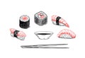 Vector design sushi menu - hand drawn illustration. Royalty Free Stock Photo