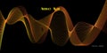vector design technology graphic wave element yellow blending wave lines orange and red The background is black Royalty Free Stock Photo
