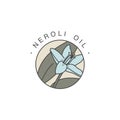 Vector design template and emblem - healthy and cosmetics oil. Neroli natural, organic oil. Colorful logo in trendy