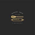 Vector design template and emblem - kitchen roll and coronet for bake shop. Bakery.