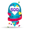 Thank you 500 followers card. Banner for Social Networks.