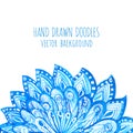 Vector design template with watercolor blue doodle