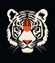 Tiger Head Lino Art Stencil Decorative Sticker Logo