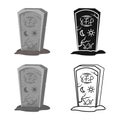Vector design of tombstone and stone sign. Web element of tombstone and gravestone stock vector illustration.