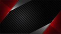 Vector design trendy and technology concept. Frame border dimension by carbon fiber texture shiny red silver and copy space on dar Royalty Free Stock Photo