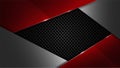 Vector design trendy and technology concept. Frame border dimension by carbon fiber texture shiny red silver and copy space on dar