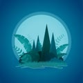 Vector design of tropical little island night landscape