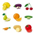 Isolated object of vegetable and fruit logo. Set of vegetable and vegetarian vector icon for stock. Royalty Free Stock Photo
