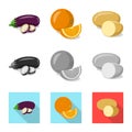 Vector design of vegetable and fruit icon. Set of vegetable and vegetarian stock vector illustration. Royalty Free Stock Photo