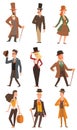 Vector design victorian people. Royalty Free Stock Photo