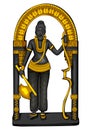 Vintage statue of Indian Lord Parashurama sculpture one of avatar from the Dashavatara of Vishnu engraved on stone