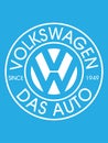 BUCHAREST,ROMANIA- JULY 2, 2019 : Vector design of Volkswagen logo placed on light blue background. Volkswagen is a German