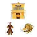 Isolated object of wild and west logo. Collection of wild and american vector icon for stock. Royalty Free Stock Photo