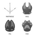 Vector design of wildlife and trace sign. Collection of wildlife and walk vector icon for stock. Royalty Free Stock Photo