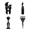 Isolated object of winery and mechanical icon. Set of winery and corkscrew vector icon for stock. Royalty Free Stock Photo
