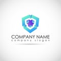 Vector design for your company logo, abstract blue and green icon. Modern 3d logotype, business corporate template. Royalty Free Stock Photo