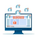 Vector of a desktop with blocked access to a website Royalty Free Stock Photo