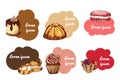 Vector desserts elements in hand drawn style. Delicious food. Art illustration. Sweet pastry for your design in cafe menu