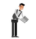 Vector detailed characters Young handsome waiter Royalty Free Stock Photo