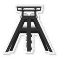 Vector detailed coal mine headframe sticker isolated on a white background.