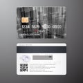 Vector detailed credit cards set with black poligonal abstract background. Front and back side template. Money, payment symbol. Ve Royalty Free Stock Photo