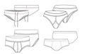 Swim Trunk, Underwear, Briefs, Boxer Set Fashion Illustration, Vector, CAD, Technical Drawing, Flat Drawing, Template, Mockup.