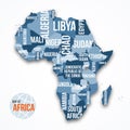 Vector detailed map of Africa with borders and country names Royalty Free Stock Photo