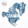 Vector detailed map of North America and Greenland with borders and country names. Royalty Free Stock Photo