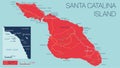 Vector detailed map of Santa Catalina Island, California, USA Royalty Free Stock Photo