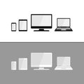 Vector device icons set. smart phone, tablet, desktop computer and laptop. Vector illustration of responsive web design Royalty Free Stock Photo