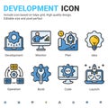 Vector devops icons set with outline color style isolated on white background. Icon IT operation and software development sign Royalty Free Stock Photo