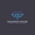 Vector DH Letter logo template with diamond and house. Royalty Free Stock Photo