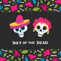 Day of the Dead or Mexico Halloween greeting card, invitation Royalty Free Stock Photo